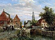 unknow artist A view of the Staal Everspijp and the Grote Kerk in summer Spain oil painting artist